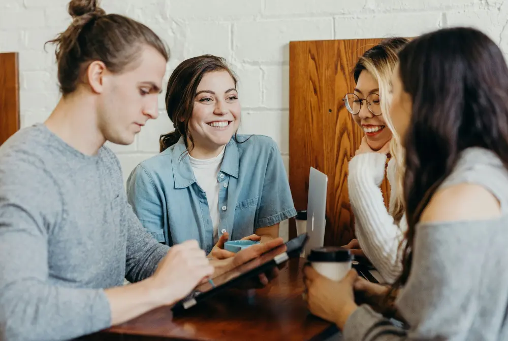 Cheerful marketing people brainstorming